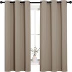 NICETOWN Sleek Blackout Curtains 63 inches Length for Small Windows, Noise Reducing and Block Draft Panels for Door Doorway Laundry Office Luxury Decor Theme (2 Panels, Taupe, W42 x L63 -Inch)