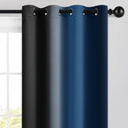 Yakamok Blackout Ombre Dark Blue and Black Curtains for Bedroom, Gradient Room Darkening Curtains, Grommet Thermal Insulated Light Blocking Window Drapes/Curtain for Living Room,52 x 63 Inch,2 Panels