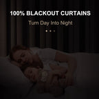 Linen Textured Total Blackout Curtains for Bedroom 72 Inches Long, Beige