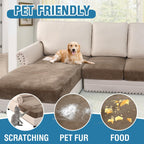 H.VERSAILTEX Velvet Stretch Sectional Couch Covers 4 Pieces Sofa Seat Cushion Covers L Shape Separate Couch Cover for Both Left/Right Sectional Couch (Large Sofa 3 Seater + 1 Chaise, Mocha)