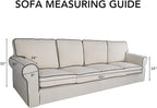 PureFit Super Stretch 4 Seater Sofa Slipcover – Spandex Non Slip Soft Couch Sofa Cover, Washable Furniture Protector with Non Skid Foam and Elastic Bottom for Kids, Pets （XX Large, Light Gray）