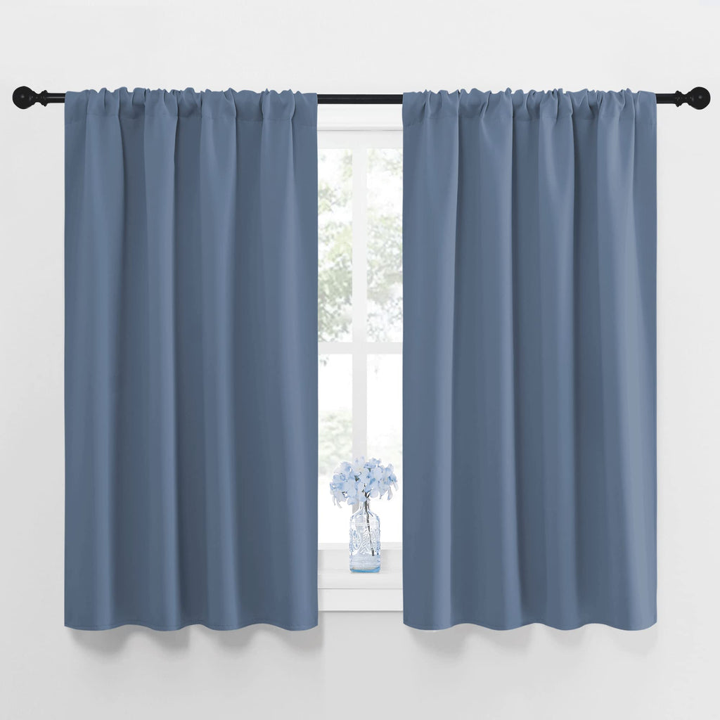 NICETOWN Blackout Curtains for Bedroom, Blackout Curtain Panels, Window Treatment Energy Saving Thermal Insulated Solid Rod Pocket Blackout Drapes/Draperies (Stone Blue, 1 Pair, 42 by 48-inch)