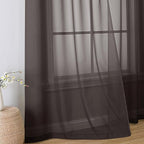 Aiyufeng Chocolate Sheer Curtains 45 Inches Long 2 Panels, Solid Voile Top Dual Rod Pockets Stylish Breathable Drapes Window Treatment for Kid's Room/Bedroom/Living Room, 42W x 45L, Chocolate Brown