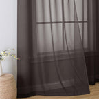 Aiyufeng Chocolate Sheer Curtains 72 Inches Long 2 Panels, Solid Voile Top Dual Rod Pockets Stylish Breathable Drapes Window Treatment for Kid's Room/Bedroom/Living Room, 42W x 72L, Chocolate Brown