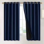 NICETOWN 100% Blackout Curtain Panels, Thermal Insulated Black Liner Curtains for Nursery Room, Noise Reducing and Cold Blocking Drapes for Windows (Navy Blue, Set of 2, 70-inch Wide by 63-inch Long)