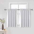 DWCN White Room Darkening Curtains for Kitchen/Bedroom, 60 x 36 inches Long - Energy Saving Window Drapes for Nursery with Rod Pocket, Set of 2 Panels