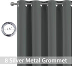 Yakamok Thermal Insulated Solid Grommet Light Blocking Blackout Curtains for Living Room, Room Darkening Blackout Drapes for Bedroom(Dark Grey, 52Wx96L, 2 Panels)
