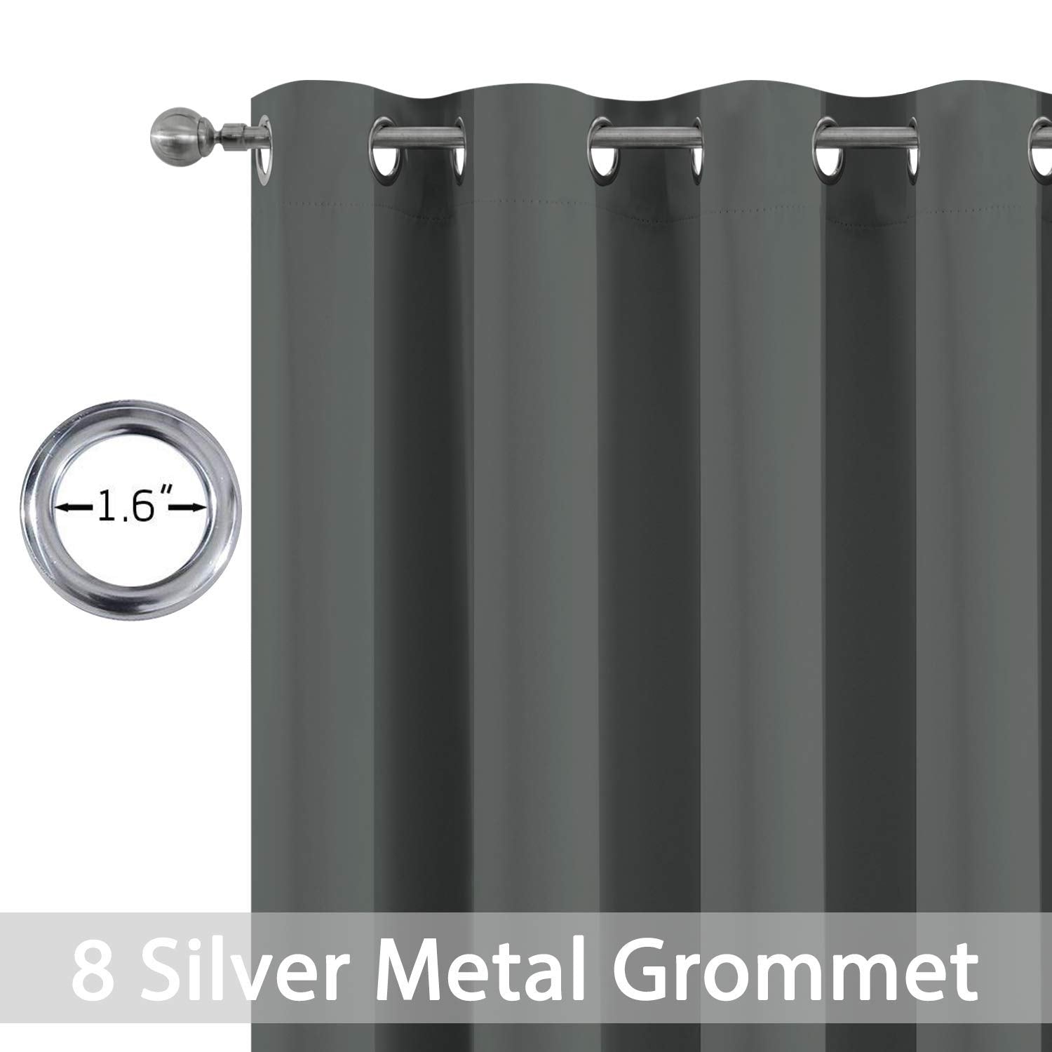 Yakamok Room Darkening Curtains 52x84 inch Length Dark Grey-Living Room
