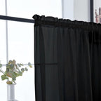 SpaceDresser Basic Rod Pocket Sheer Voile Window Curtain Panels Black 1 Pair 2 Panels 26 Width 30 Inch Long for Kitchen Bedroom Children Living Room Yard（Black，26Wx 30L）