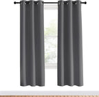 NICETOWN Blackout Window Curtains 70" L, 2 Panels, 34 inch, Grey, Grommet Top Room Darkening Thermal Insulated Vertical Window Drapes Modern for Flat/Apartment