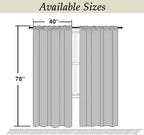 Simplebrand Ava Denim Blackout Curtains for Bedroom, 78 Inch Length, 2 Panels Set, Privacy Thermal Insulated Rod Pocket Window Curtains for Patio, French Door, W40 x L78 Inch