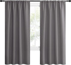 NICETOWN Blackout Curtains 72 for Office - 3 Pass Microfiber Noise Reducing Thermal Insulated Solid Rod Pocket Blackout Window Panels/Drapes (2 Panels, 42 x 72 Inch, Gray)