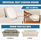 H.VERSAILTEX Real Velvet Plush 3 Piece Stretch Sofa Covers Couch Covers for 2 Cushion Couch Sofa Slipcovers Width Up to 90 Inch Feature Thick Soft Stay in Place (Sofa, Cream)