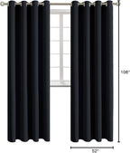 BGment Blackout Curtains - Grommet Thermal Insulated Room Darkening Bedroom and Living Room Curtains, Set of 2 Panels (52 x 108 Inch, Black)