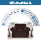 H.VERSAILTEX Stretch Velvet Armchair Cover Couch Covers 1 Cushion Chair Slipcover for Living Room Furniture Cover Crafted from Thick Comfy Rich Velour (Chair 31"-49", Chocolate)