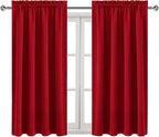 DWCN Christmas Red Blackout Curtains for Bedroom – Rod Pocket Thermal Insulated Energy Saving Drapes for Living Room and Bedroom, W 38 x L 54 Inch, 2 Panels