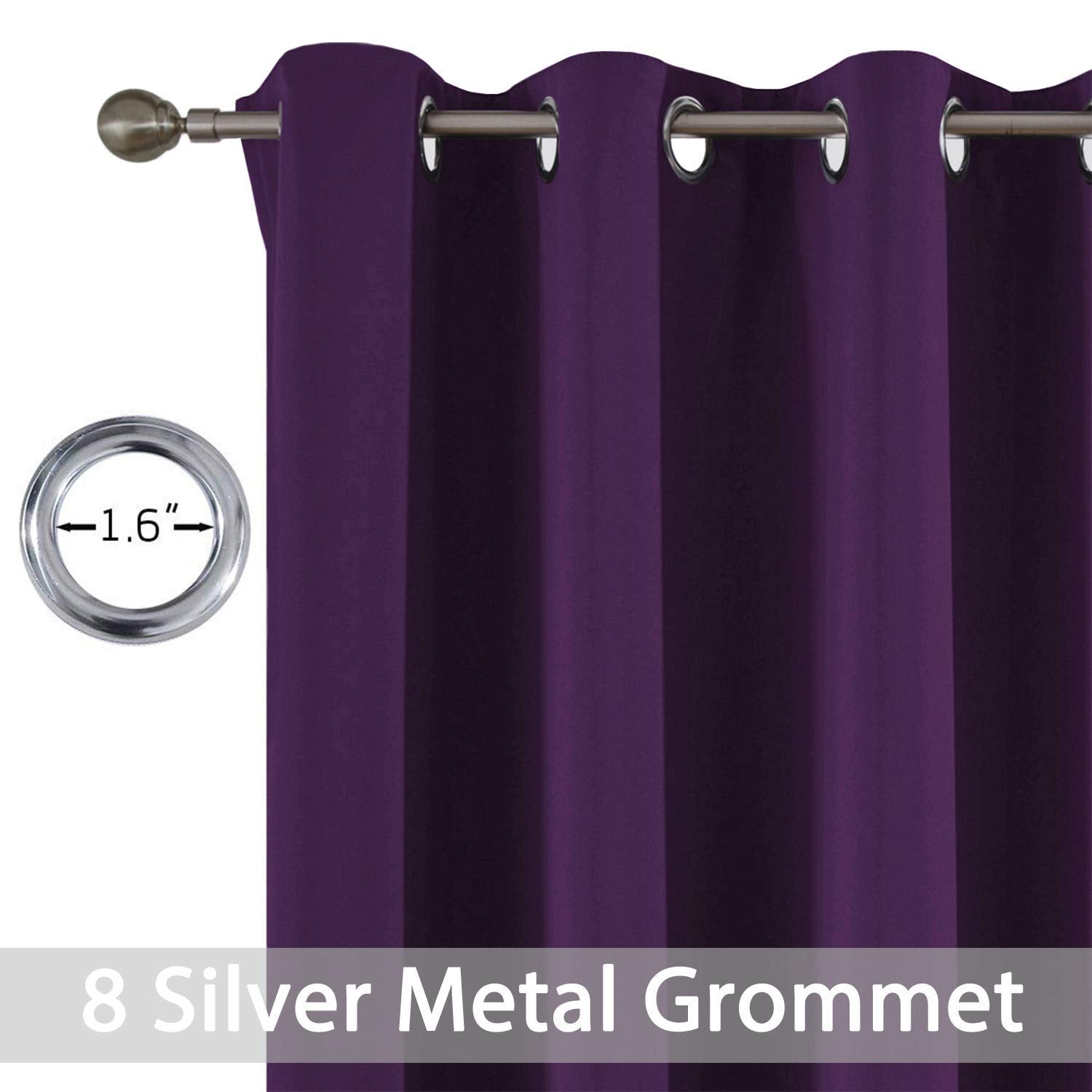 Yakamok Room Darkening Curtains 52x84 inch Length Purple-Living Room