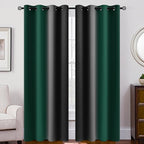 SimpleHome Ombre Room Darkening Curtains 84 inches Length for Bedroom,Grommet Gradient Light Blocking Green and Black Gradient Window Curtains for Living Room,2 Panels, 52x84 inches