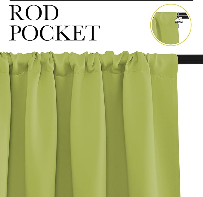 NICETOWN Blackout Curtains for RV Windows, Fresh Green, 29" by 20", 2 Panels, Room Darkening Window Curtain Panels, Easy-Care Solid Thermal Insulated Draperies/Drapes for Daughter Room