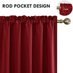DWCN Blackout Curtains for Bedroom – Rod Pocket Thermal Insulated Noise Reducing Noise Reducing Drapes for Living Room, W 60 x L 63 Inch, 2 Panels, Burgundy