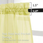 OVZME Sheer Curtains 63 inch Length 2 Panels Set for Bedroom Living Room, Soft Airy Elegant Light Filtering Sheer Curtains, Dual Rod Pocket Window Drapes, Each 42W x 63L Inches, Light Yellow