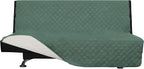 Easy-Going Futon Sofa Slipcover - Reversible Armless Couch Cover - Water Resistant for Pets & Kids (Cyan/Ivory)