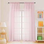 Blush Pink Sheer Curtains for Window 96 Inches Long 2 Panels, Soft Airy Light Filtering Voile Sheer Curtains for Living Room Bedroom, Dual Rod Pocket Elegant Window Drapes, 2x42Wx96L Inches