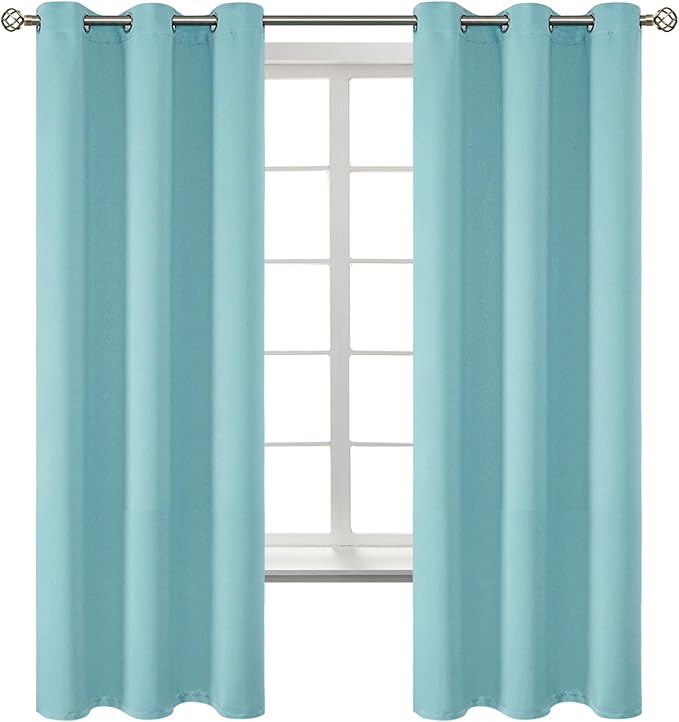 BGment Baby Blue Blackout Curtains for Bedroom 63 Inch Long - 2 Panels