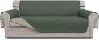 Easy-Going Reversible Couch Cover, 3 Cushion Sofa, Greyish Green/Beige