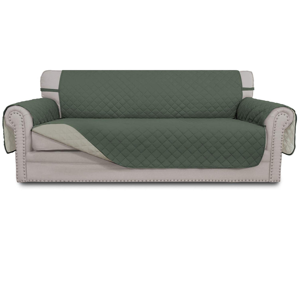 Easy-Going Reversible Couch Cover, 3 Cushion Sofa, Greyish Green/Beige