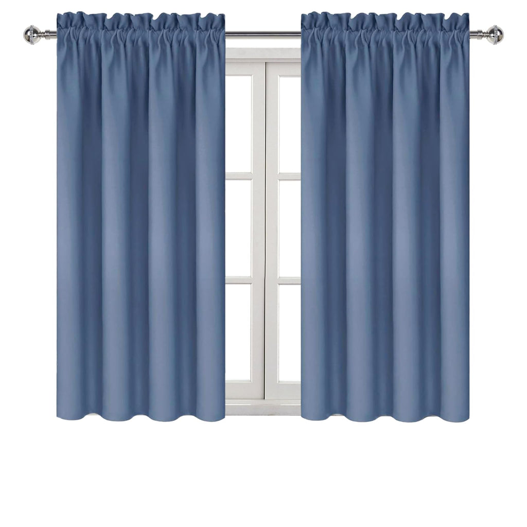 DWCN Blackout Curtains for Bedroom 38 x 45 Inch Long Dusty Blue 2 Panels