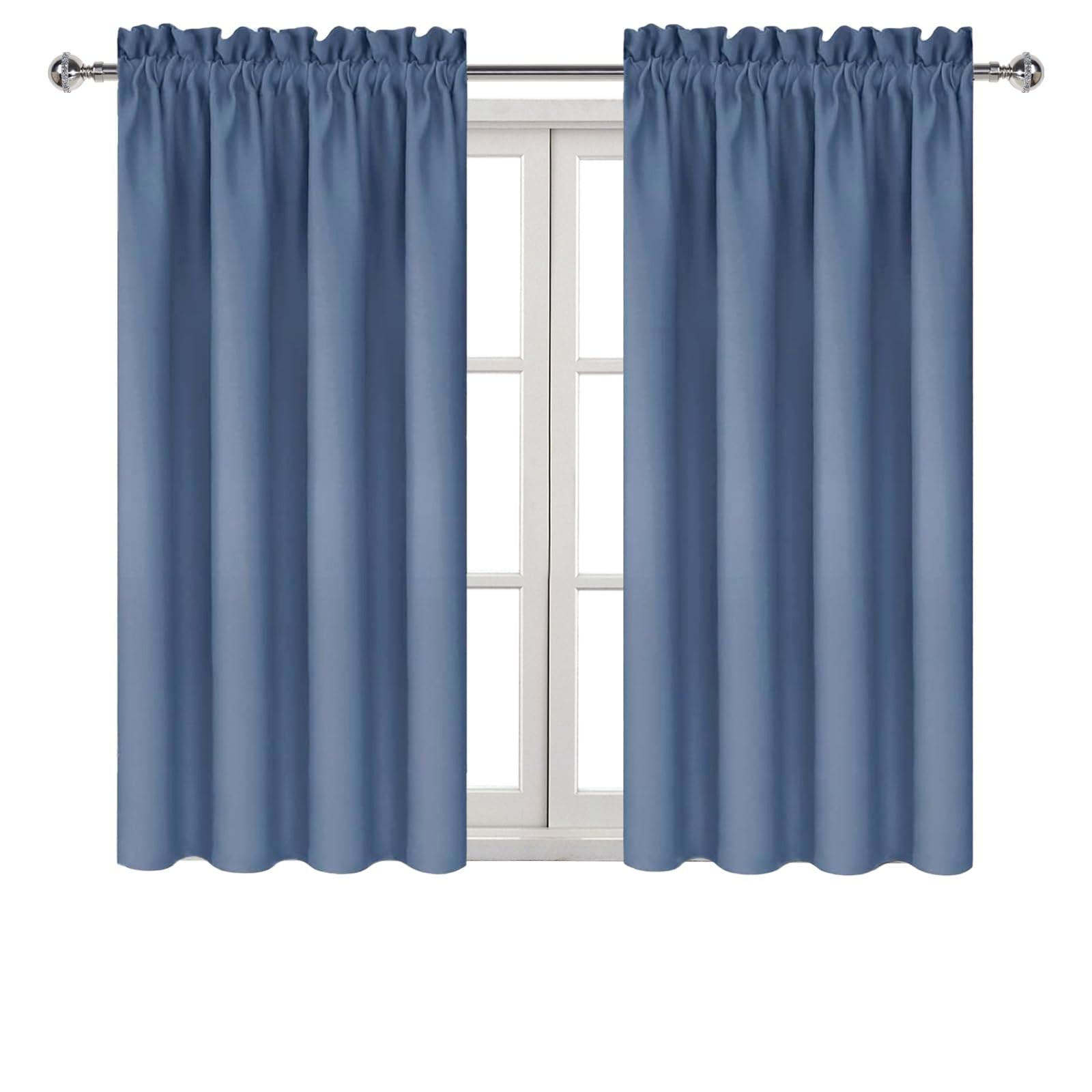 DWCN Blackout Curtains for Bedroom 38 x 45 Inch Long Dusty Blue 2 Panels