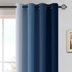 Yakamok Ombre Curtains Blue and Greyish White for Living Room,52Wx90L
