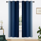 Yakamok Blue and Greyish White Ombre Curtains, Room Darkening Gradient Color Curtains for Bedroom, Light Blocking Thermal Insulated Window Drapes for Living Room(2 Panels, 42x72 Inch)