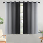 Yakamok Light Blocking Ombre Curtains, Greyish White and Black Gradient Color Curtains, Room Darkening Grommet Window Drapes for Bedroom(Black, 52x54 Inch, 2 Panels)