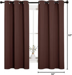 NICETOWN Nursery Essential Thermal Insulated Solid Grommet Top Blackout Curtains, Home Decoration Privacy Curtains for Bedroom (Chocolate Brown, 1 Pair, 42 x 63 inches)