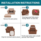 Turquoize 2 Piece Chair Covers Chair Slipcovers for Living Room Armchair Couch Cover Chair Sofa Cover with Individual Cushion Covers Furniture Cover for Chairs Feature Jacquard Fabric (Chair, Caramel)