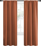 NICETOWN Blackout Curtains and Drapes - Thermal Insulated Solid Rod Pocket Blackout Draperies/Panels (Burnt Orange, 1 Pair, 34 by 72 inches)