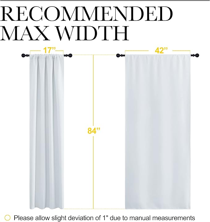 NICETOWN Kitchen Room Darkening Curtains - Window Treatment Thermal Insulated Rod Pocket Room Darkening Curtains/Drapes for Bedroom (2 Panels, 42 by 84, Platinum - Greyish White)