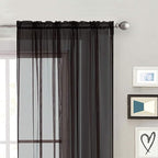 SpaceDresser Basic Rod Pocket Sheer Voile Window Curtain Panels White 1 Pair 2 Panels 60 Width 84 Inch Long for Kitchen Bedroom Children Living Room Yard(Black,60 W x 84 L)