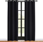 NICETOWN Living Room Curtains 80 inch Length 2 Panels Set, Black, W34, Blackout Thermal Insulated Window Treatment Solid Grommet Room Darkening for Bedroom/Home Office