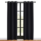 NICETOWN Living Room Curtains 80 inch Length 2 Panels Set, Black, W34, Blackout Thermal Insulated Window Treatment Solid Grommet Room Darkening for Bedroom/Home Office