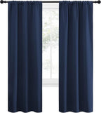 NICETOWN Blackout Curtains for Living Curtains, Home Decorations Thermal Insulated Solid Pole Top Blackout Drapes for Living Room (Navy, 1 Pair, 34-inch W x 72-inch L)