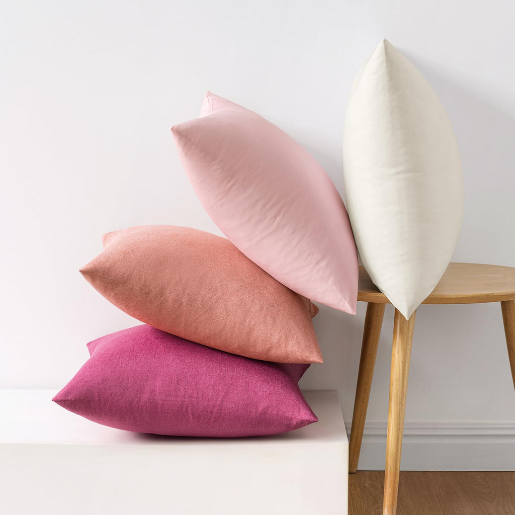 MIULEE Pack of 4 Decorative Outdoor Throw Pillow Covers Linen Waterproof Pillow Covers Summer Farmhouse Cushion Cases for Patio Garden Tent Balcony Couch Sofa 18x18 Inch Pink