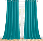 NICETOWN Thermal Insulated Peacock Teal Curtains for Living Room, Window Treatment Solid Grommet Room Darkening Drape Panels for Bedroom (Set of 2, 70 by 95 inches Long)