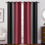 SimpleHome Ombre Room Darkening Curtains 84 inches Length for Bedroom,Grommet Gradient Light Blocking Burgundy and Black Gradient Window Curtains for Living Room,2 Panels, 52x84 inches