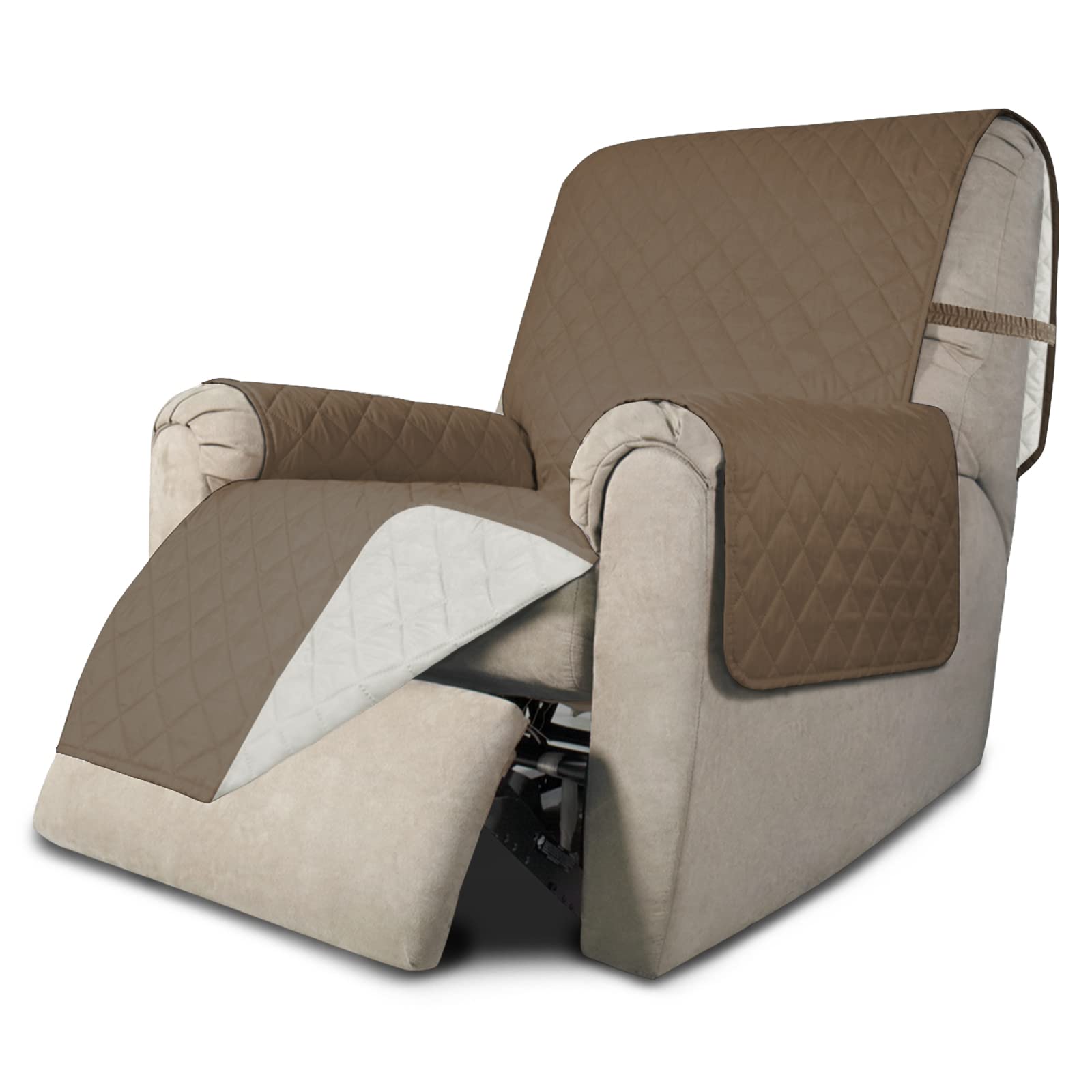 Easy-Going Recliner Chair Slipcover Reversible Sofa Cover Water Resistant Couch Cover Furniture Protector with Elastic Straps for Pets Dog (Recliner 22 inch, Camel/Ivory)
