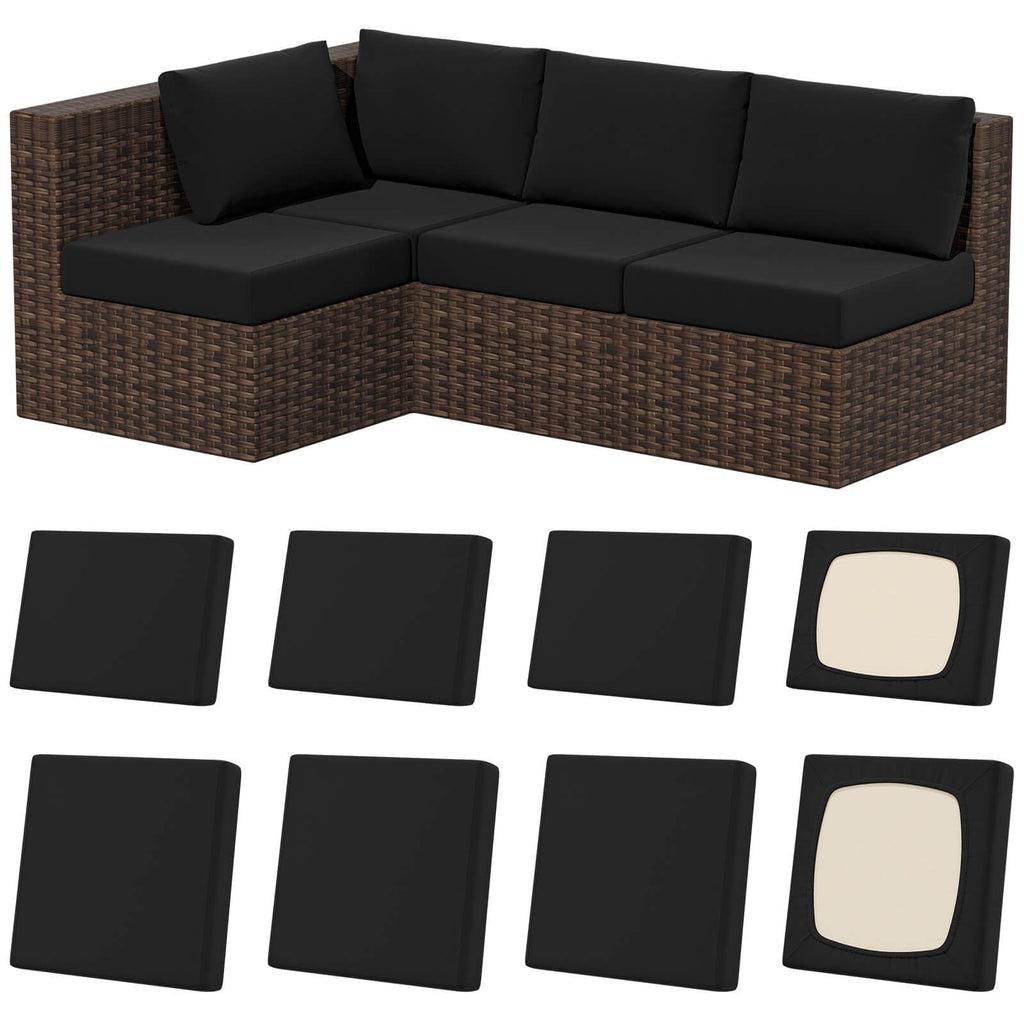 8Pcs Outdoor Cushion Covers, Stretch Patio Furniture Couch Chair Slipcovers