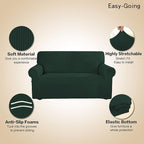 Easy-Going Stretch Oversized Sofa Slipcover 1-Piece Sofa Cover Furniture Protector Couch Soft with Elastic Bottom for Kids, Polyester Spandex Jacquard Fabric Small Checks Dark Green