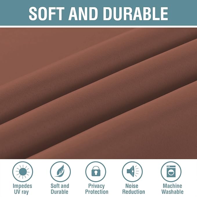 H.VERSAILTEX Blackout Curtain for Living Room Thermal Insulated Window Treatment Curtain Extra Long 96 inch Length Energy Saving Solid Grommet Top Blackout Drape, One Panel, Washed Spice, 52"W x 96"L
